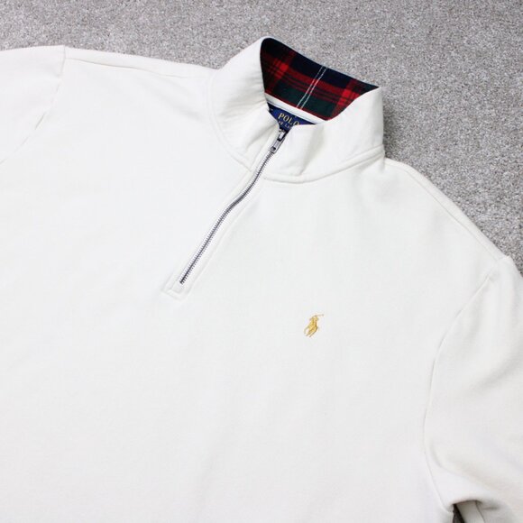 Polo Ralph Lauren Sweatshirt Mens 3XB White 1/4 Zip Sweater Pullover w/ Pockets - Picture 2 of 15